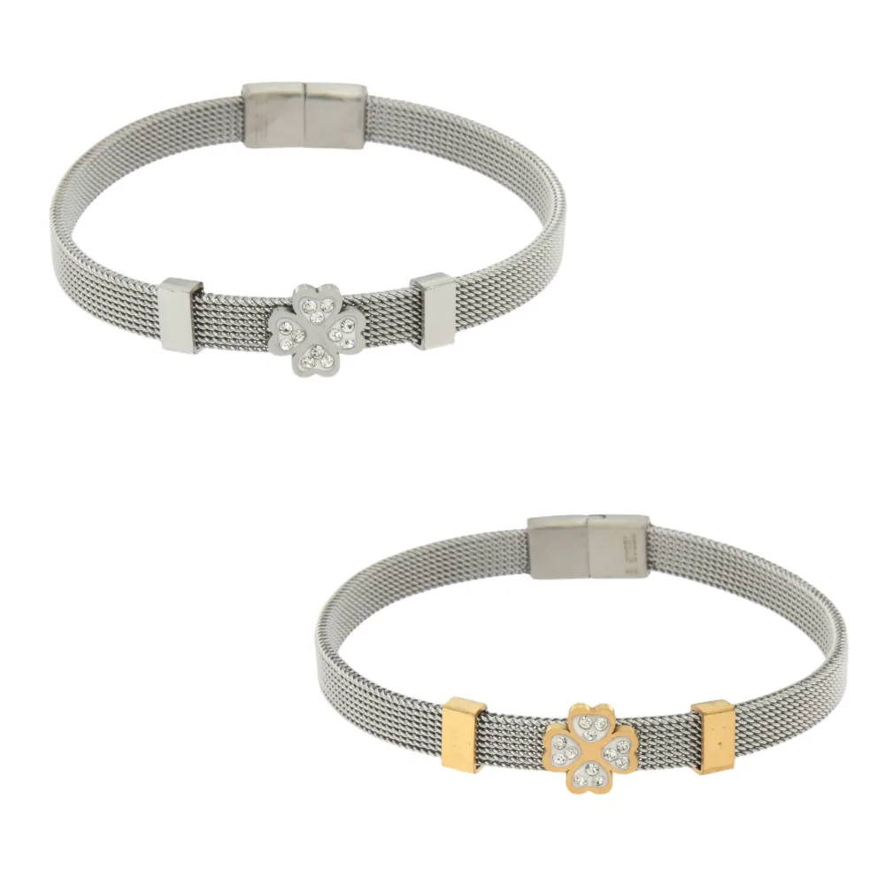 BAC-Quadrifoglio 5518 - Bracciali con Chiusura in Acciaio - BAC-Quadrifoglio 5518 - Bracciali con Chiusura in Acciaio