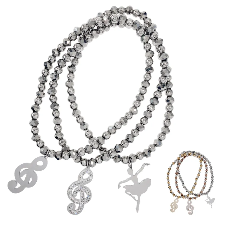 Nota Musicale Ballerina-Bracciali Tris Elastici in Acciaio - BAE-413-0410