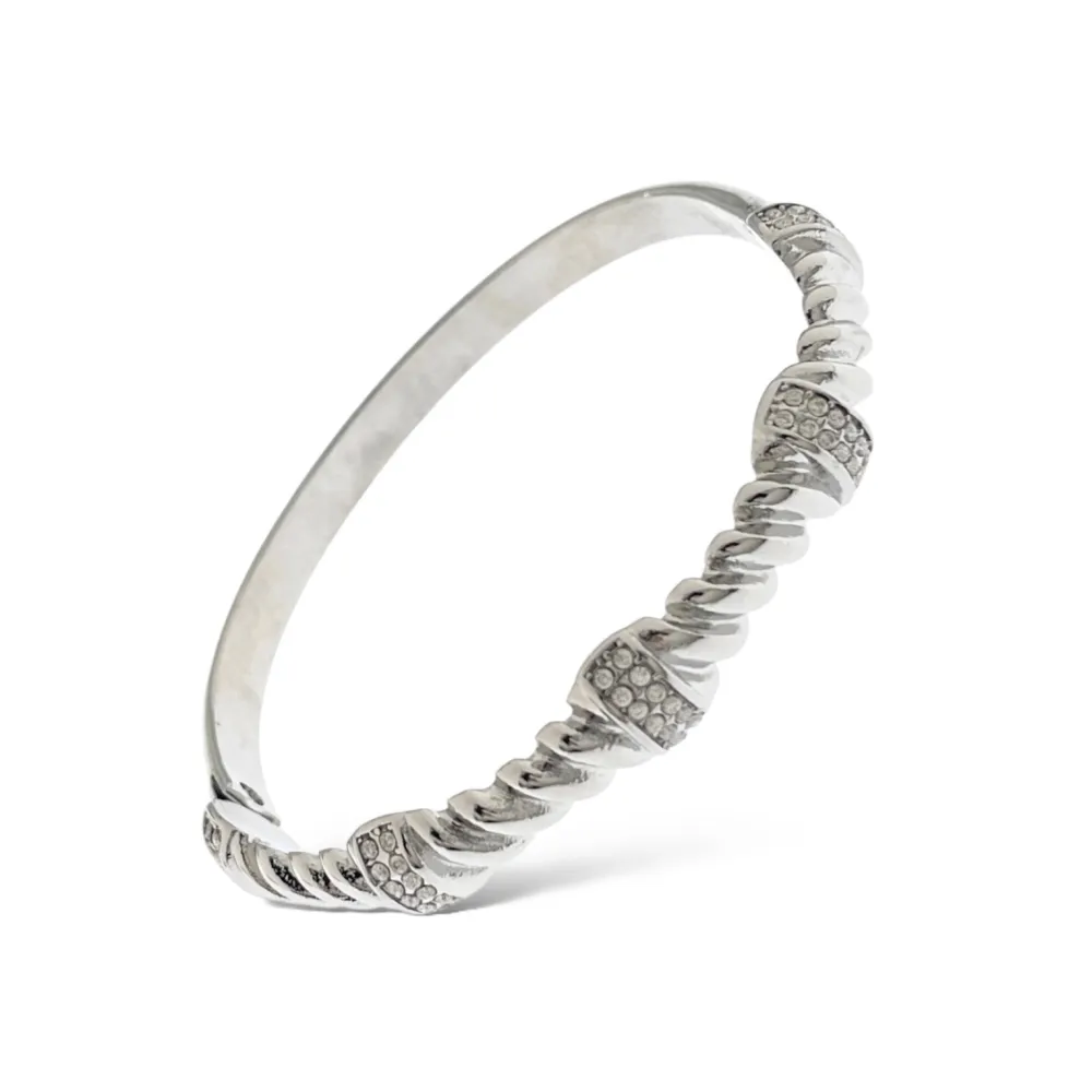 Intreccio Con Zirconi -Bracciale Rigido in Acciaio - BAR-103-AA4686B