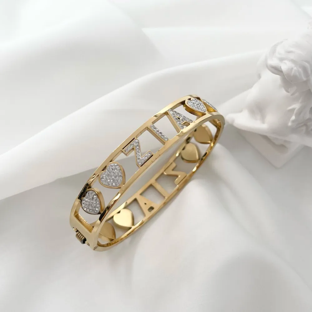 Zia-Bracciale con Scritte Rigido in Acciaio - BAR-413-1063 Zia