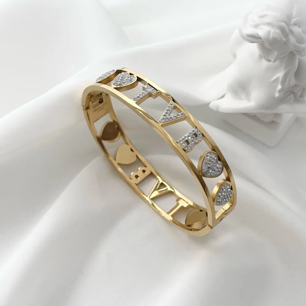 TVB-Bracciale con Scritte Rigido in Acciaio - BAR-413-1066 TVB