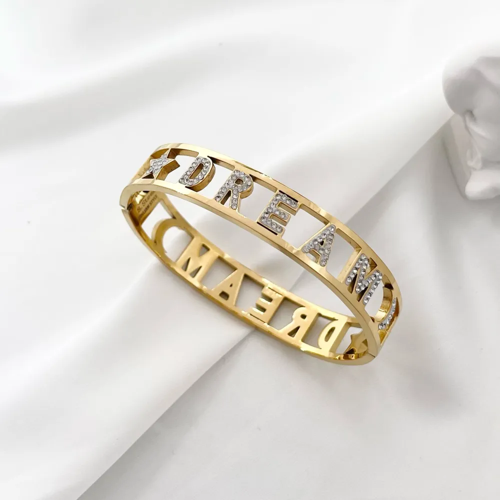 Dream-Bracciale con Scritte Rigido in Acciaio - BAR-413-1279 Dream