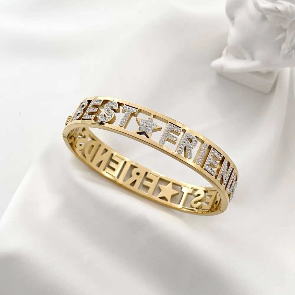 Best Friend-Bracciale con Scritte Rigido in Acciaio - BAR-413-1281 Best Friend