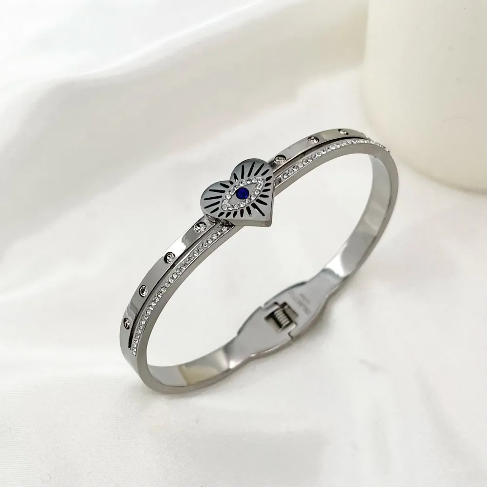 Occhio Cuore-Bracciale Rigido in Acciaio - BAR-413-1352