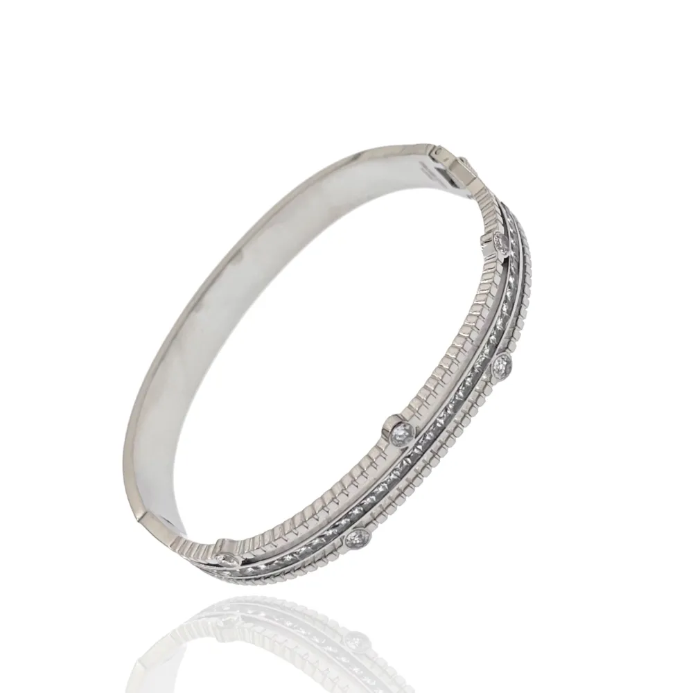 Tre Fili con Zirconia-Bracciale Rigido in Acciaio - BAR-413-2211