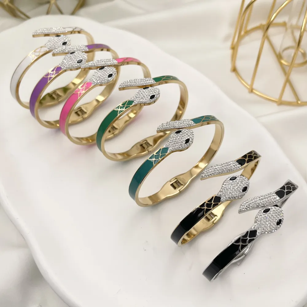 Serpente Smaltato-Bracciale Rigido in Acciaio - BAR-413-2254