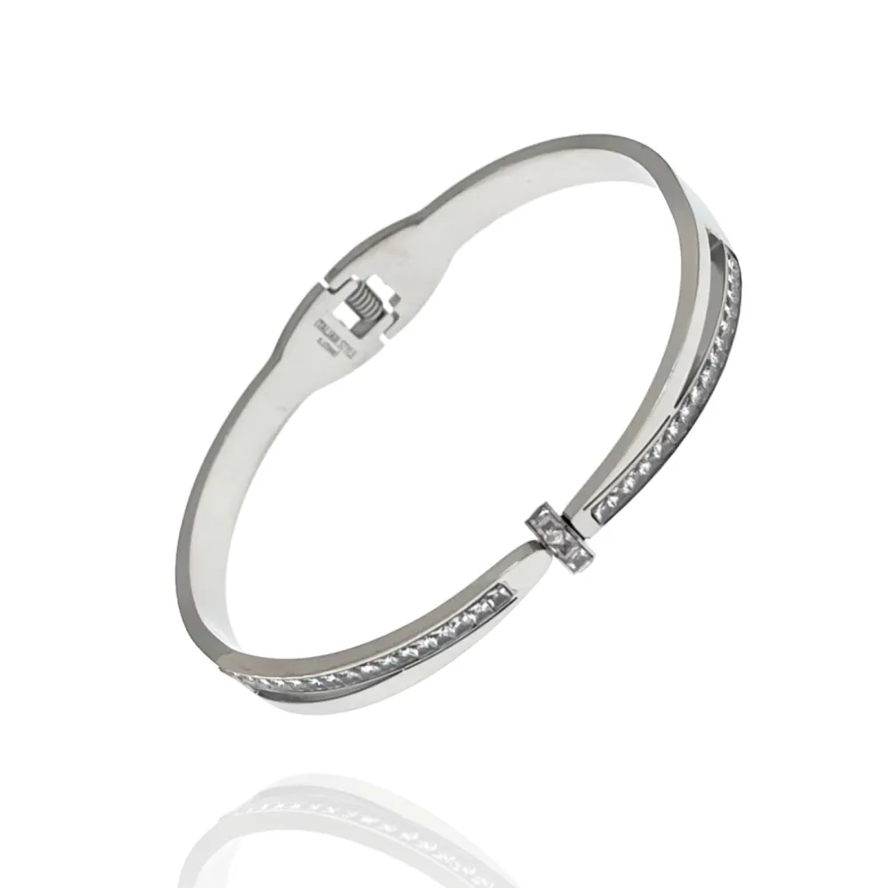 Chido con Zirconia-Bracciale Rigido in Acciaio - BAR-413-2264