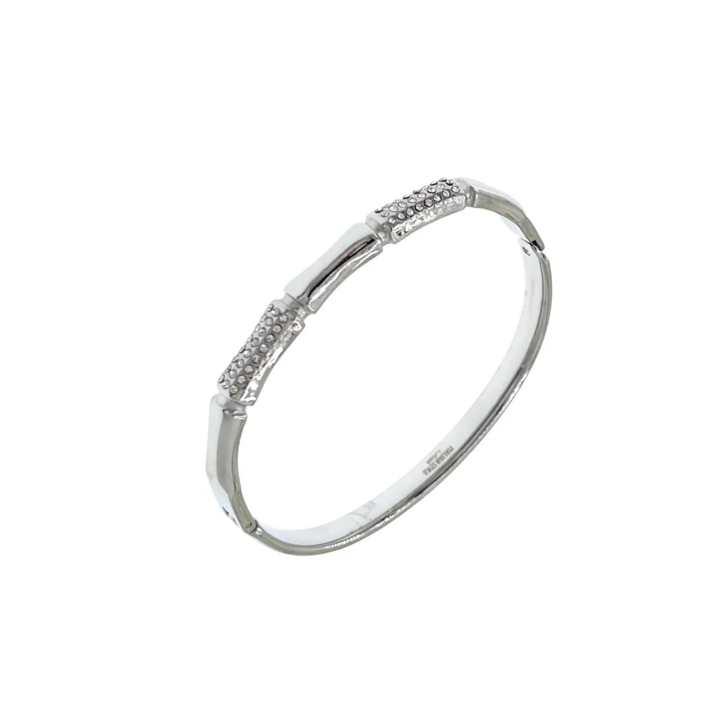 Bambù con Strass-Bracciale Rigido in Acciaio - BAR-413-3096