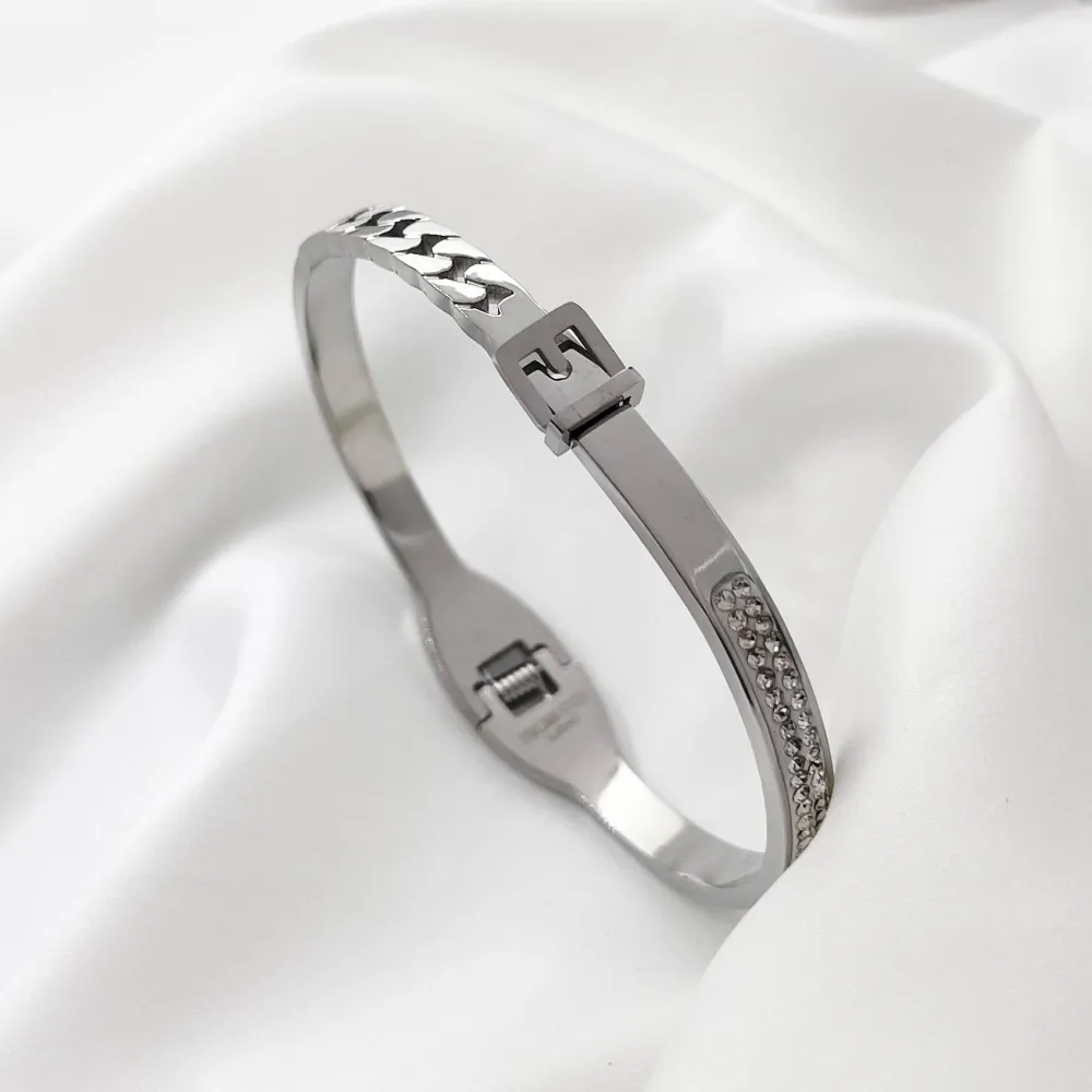 Cinturino-Bracciale con Scritte Rigido in Acciaio - BAR-413-S1373