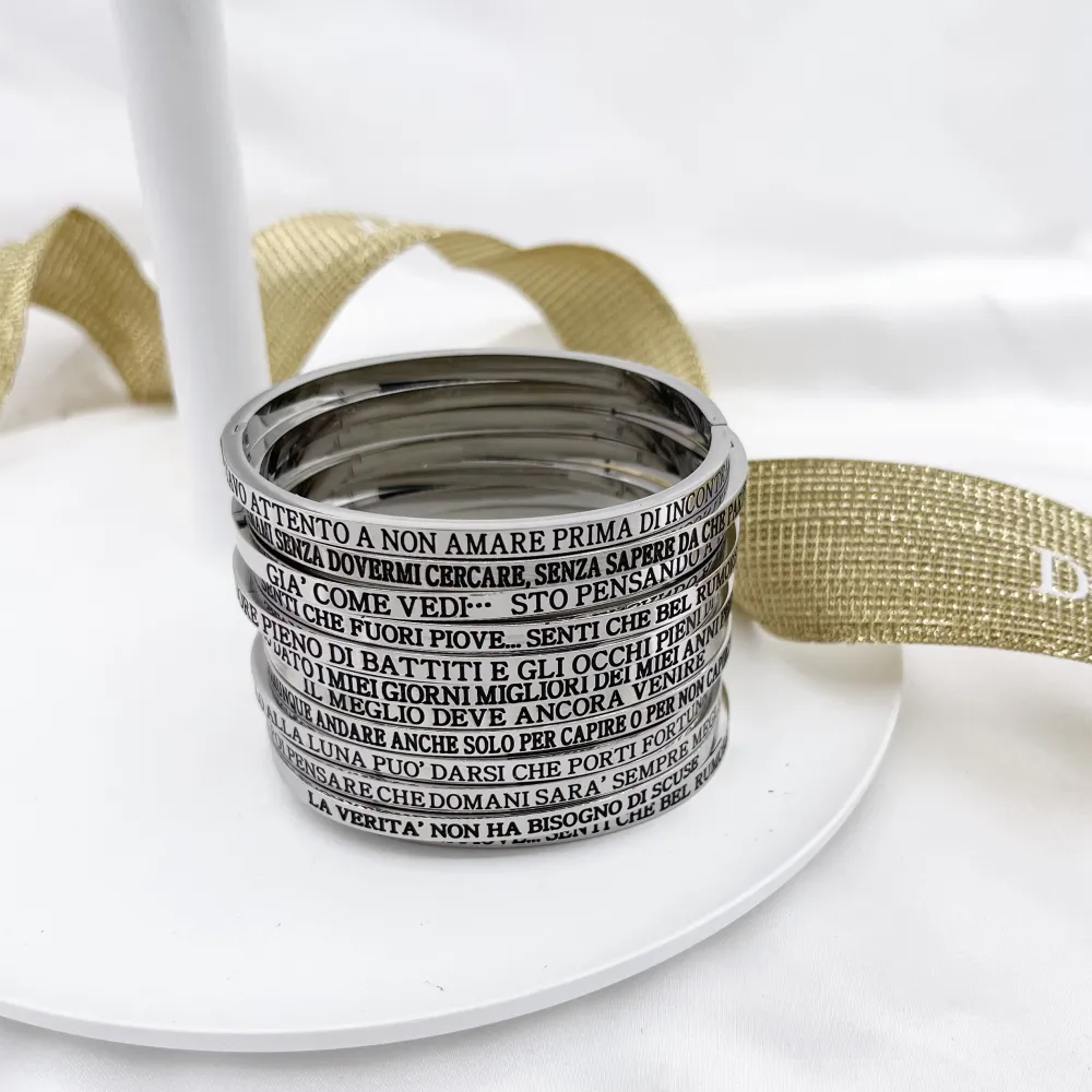 Bracciale a Catena in Acciaio - BAR7751-Scritte da N.1 a 25- Bracciale Rigido in Acciaio