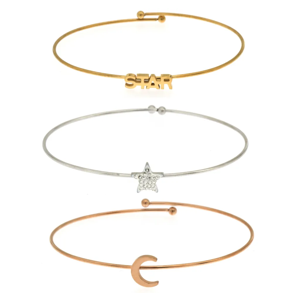 BAR-Set 3pz Bracciali 5409 - Bracciali Rigidi in Acciaio - BAR-Set 3pz Bracciali 5409 - Bracciali Rigidi in Acciaio