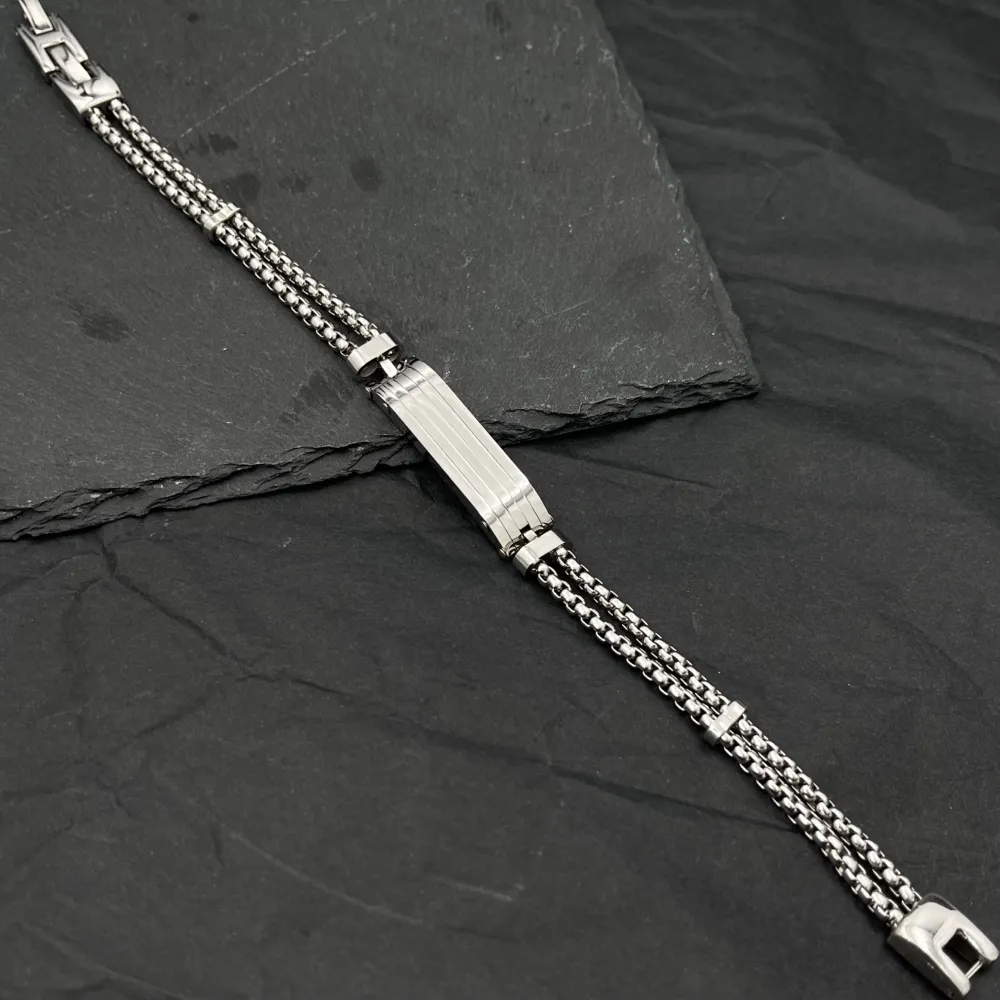 Piastrella con Catena-Bracciale Uomo in Acciaio - BAU-208-288