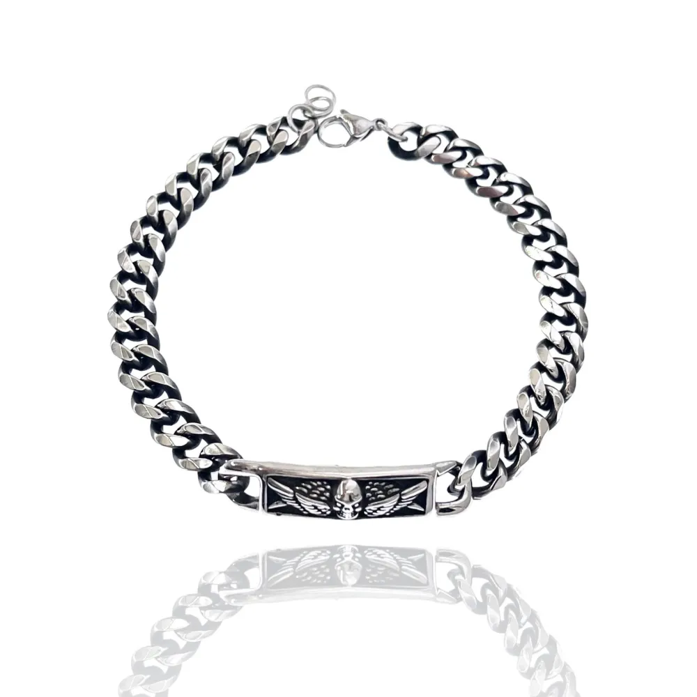 Teschio-Bracciale da Uomo in Acciaio - BAU-500-BMB10100