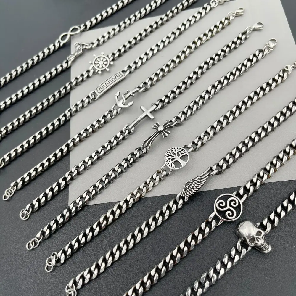 BAU6949-Ancora-Bracciale in Acciaio da Uomo - BAU-600-B109