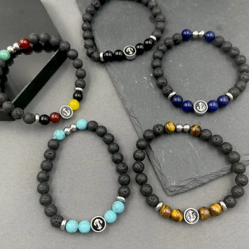 A'ncora-Bracciale Elastico in Acciaio da Uomo - BAU-600-B144