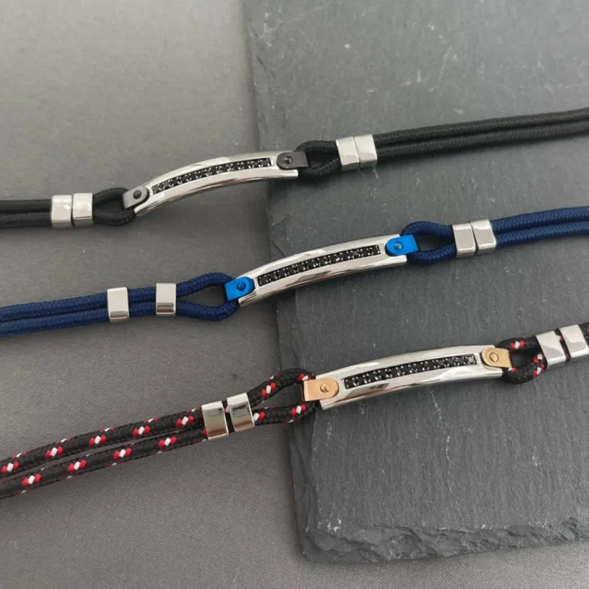 Semplice con Strass-Bracciale in Acciaio da Uomo - BAU-600-B218