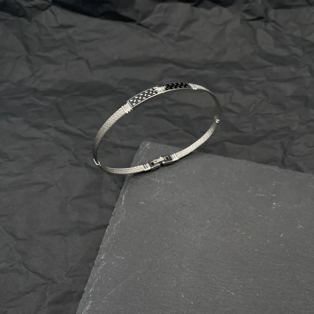 Croce Stella-Bracciale Semirigido da Uomo in Acciaio - BAU-600-H172