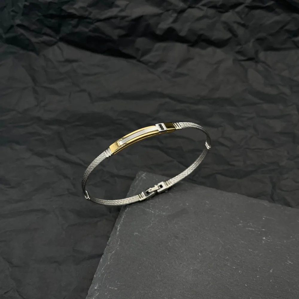 Semplice-Bracciale Semirigido da Uomo in Acciaio - BAU-600-H179