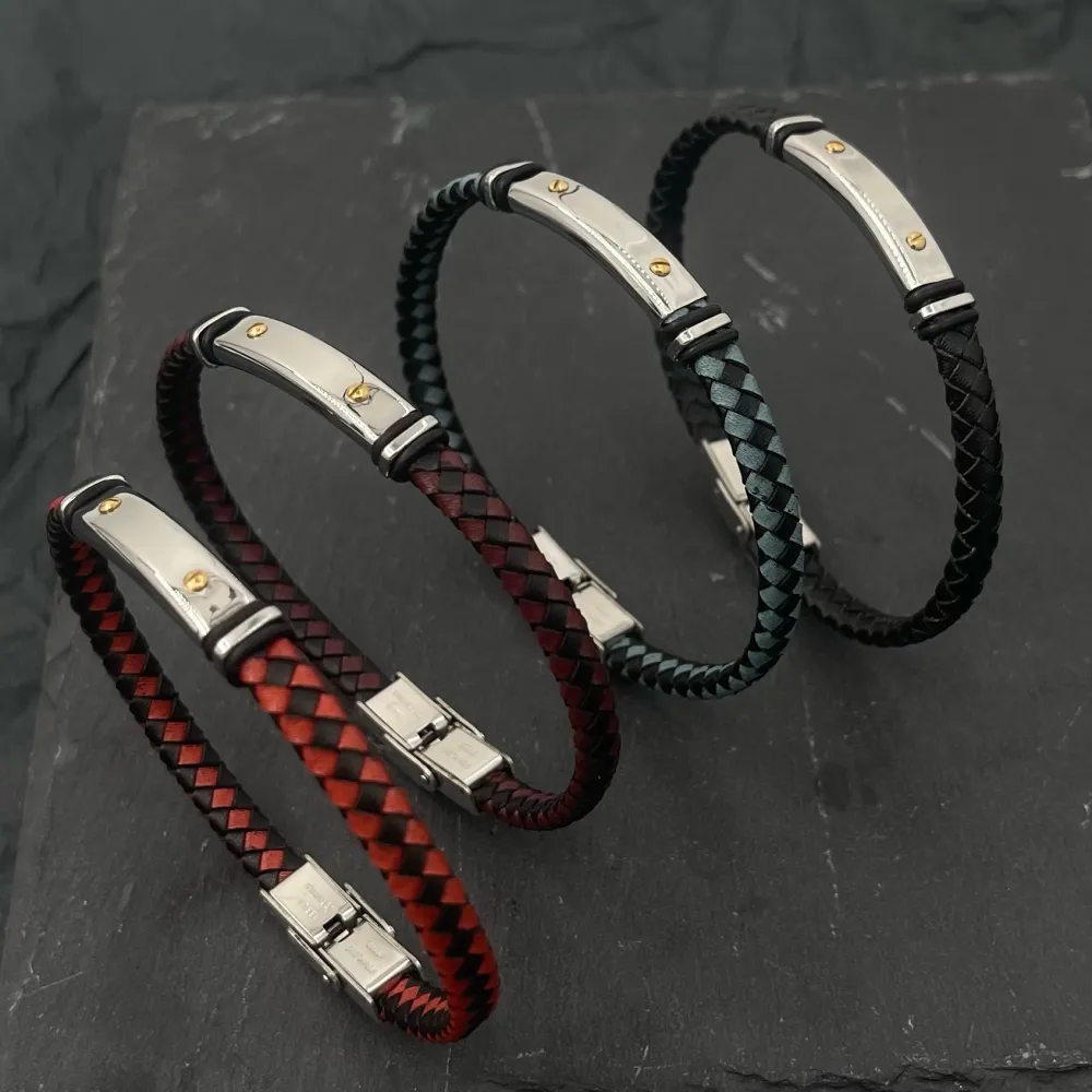 Liscio con Chiodo-Bracciale in Acciaio da Uomo - BAU-600-H256