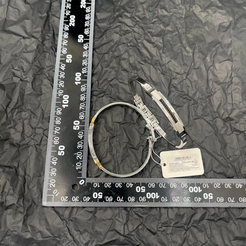 Semplice con Catena-Bracciale Rigido in Acciaio da Uomo - BAU-600-H269