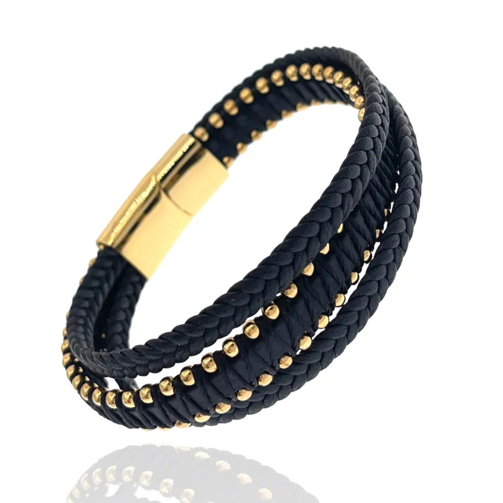 Semplice Tre Fili-Bracciale da Uomo in Acciaio - BAU-720-23