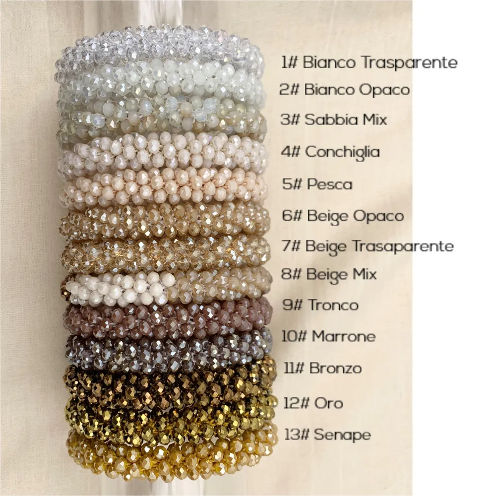 BCE1412-Cristalli Tonalità Beige - Bracciale Elastico - BCE1412-Cristalli Tonalità Beige - Bracciale Elastico