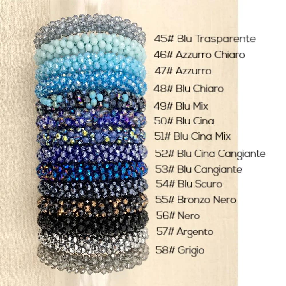 BCE1412-Cristalli Tonalità Verde - Bracciale Elastico - BCE1412-Cristalli Tonalità Blu- Bracciale Elastico