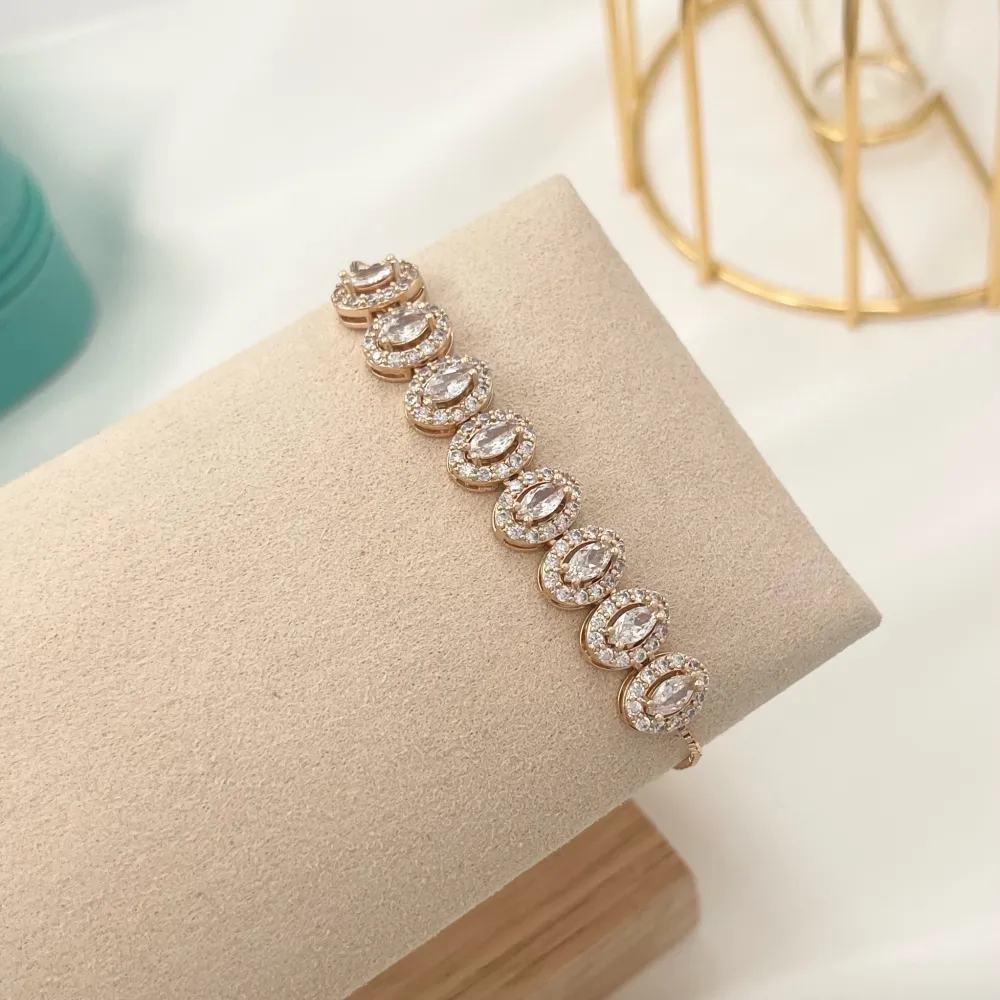 Ovale con Zirconia-Bracciale Regolabile con Zirconia - BMZ-109-L03B