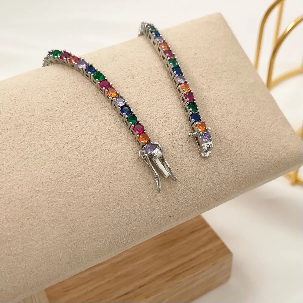 Tennis 3mm  con Chiusura-Bracciale in Ottone e Zirconi - BMZ-109-L13 3mm 20cm