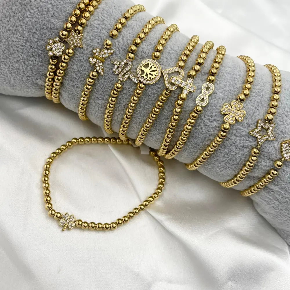 Soggetti Mix - 12 Pz Bracciali in Acciaio con Moschettone - BPA-103-AA101B-ORO