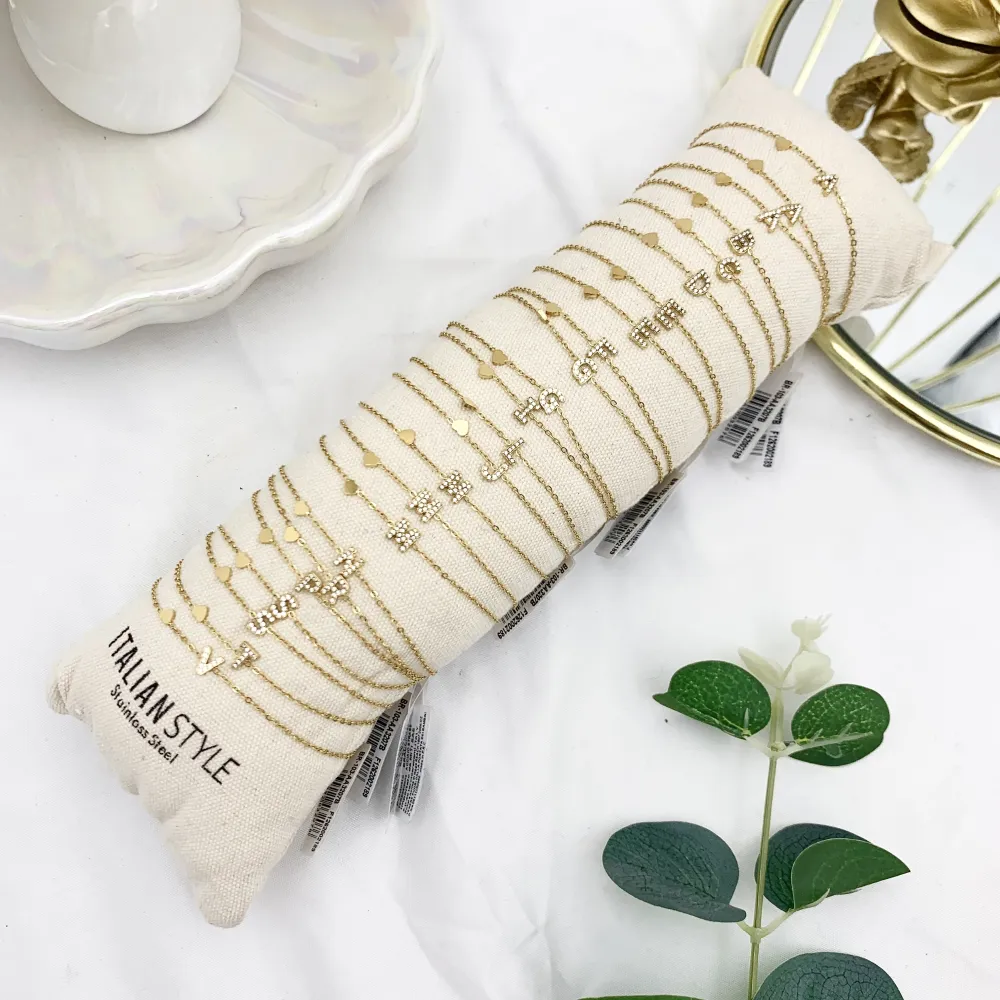 Iniziale Lettera con Zirconia -24pz Bracciali in Acciaio - BPA-103-AA3207B