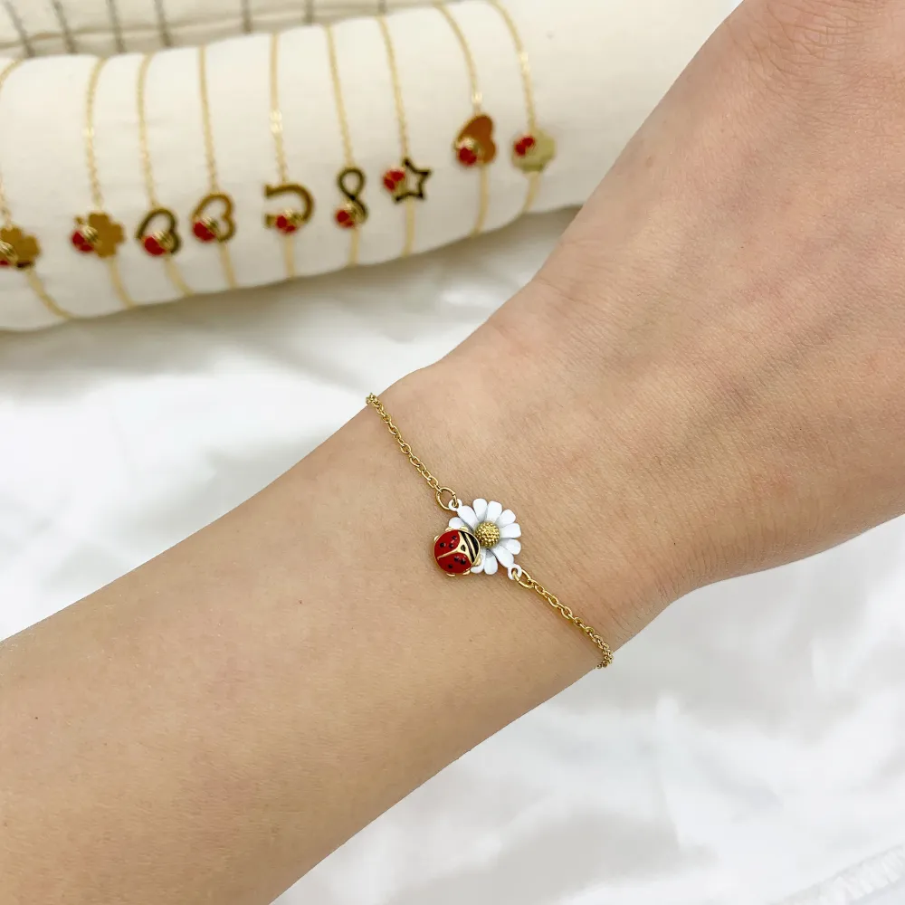 Coccinella Smaltata-12pz Bracciali in Acciaio - BPA-103-AA659-670