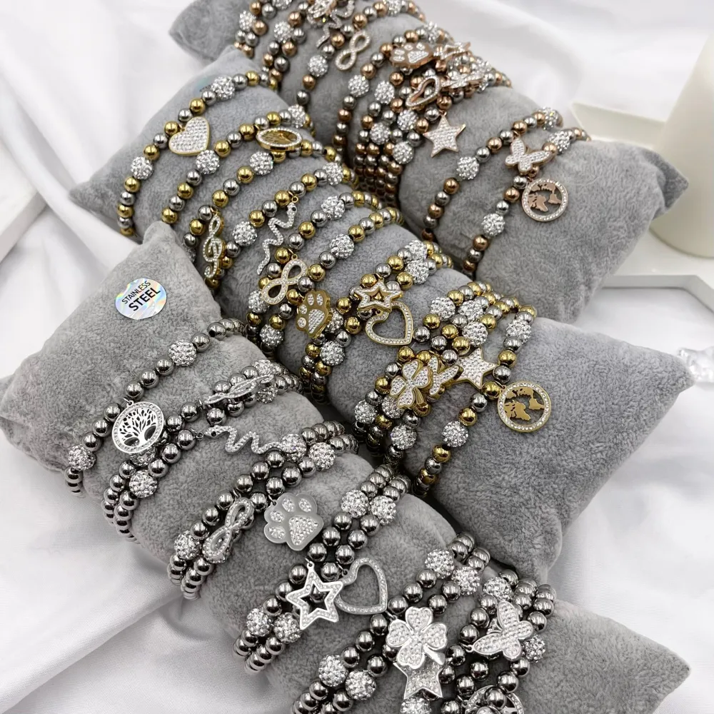 Mix Soggetti- 12 Pz Bracciali Elastici in Acciaio - BPA-413-262