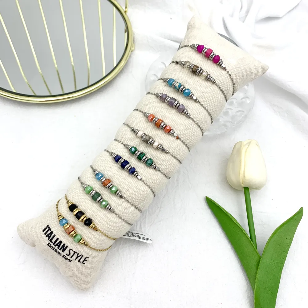 Perline Colorate-12Pz Bracciali in Acciaio - BPA-732-14