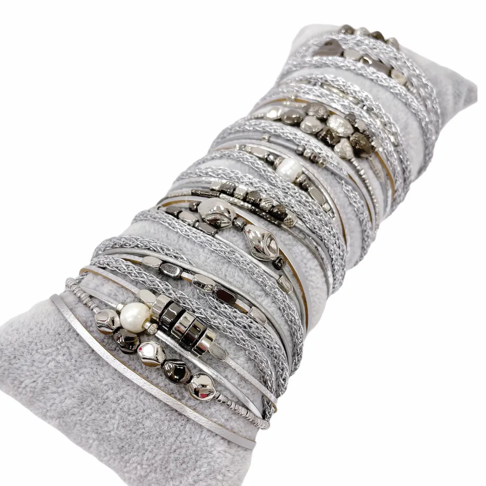 10Pz Bracciali +Cuscino in Omaggio - BPM176-183-Multifili con Charmes-10 Pz Bracciali