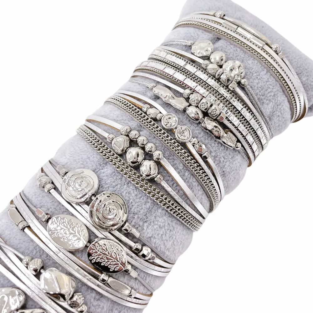 12Pz Bracciali +Cuscino in Omaggio - BPM176-230-Multifili con Charmes-12 Pz Bracciali