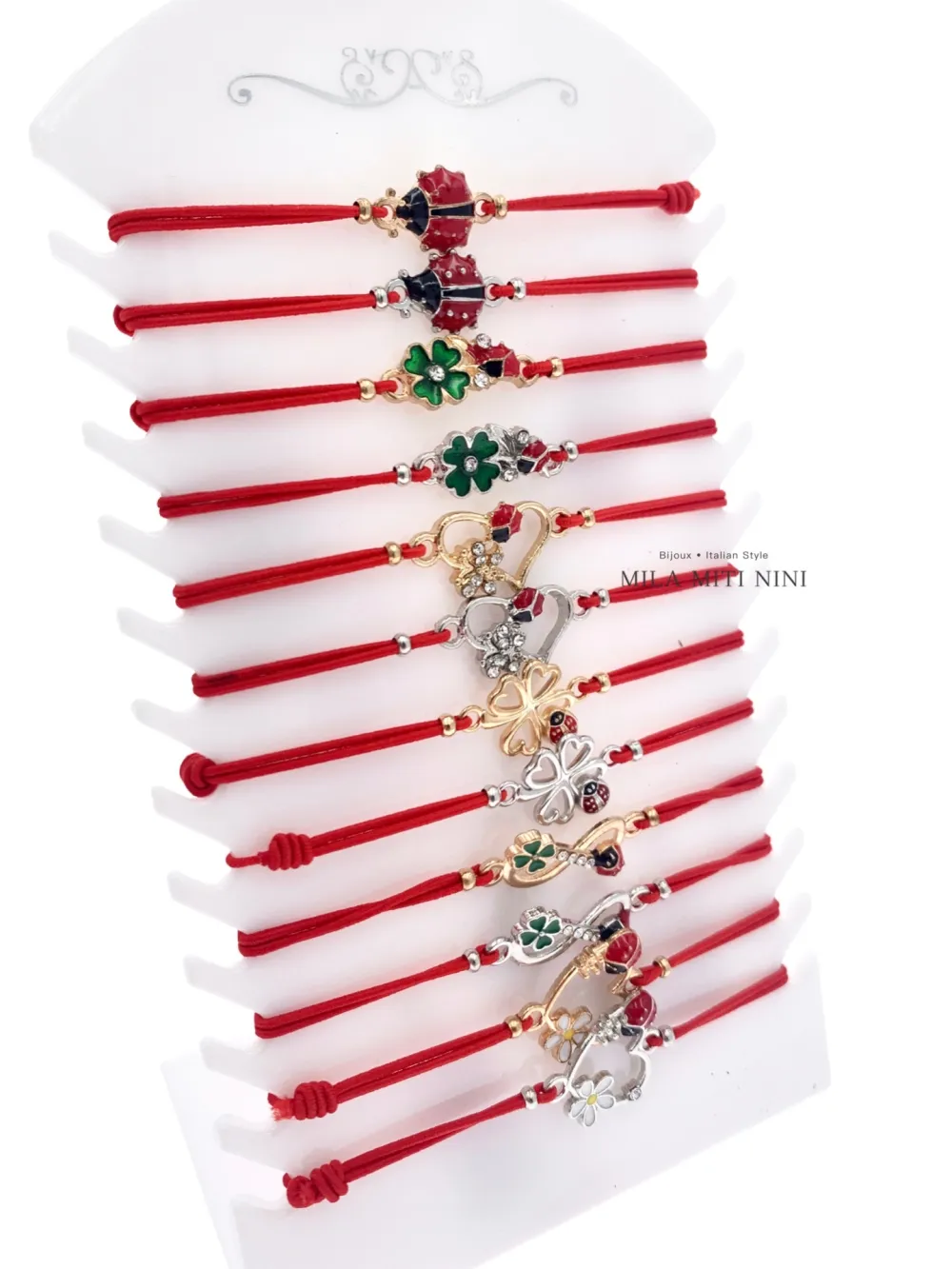 Rosso Fortuna Coccinella -12 Pz Bracciali Elastici - BPM-191-112