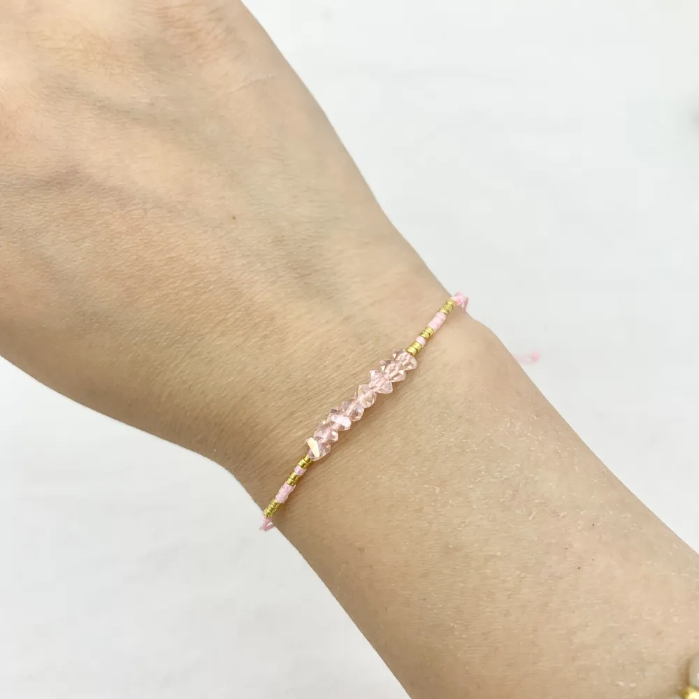 Vetro Triangolare  con Perline-12pz Bracciali Regolabili - BPM-480-R03