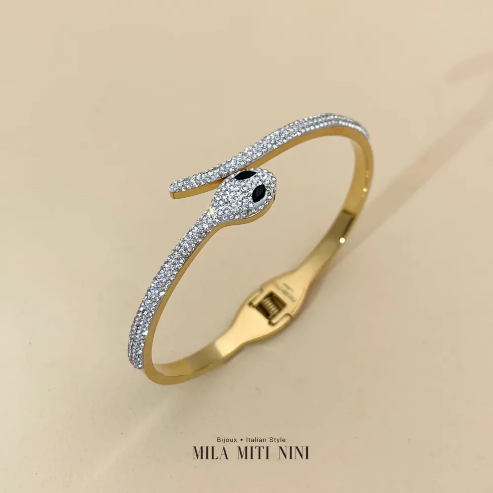 Bracciale Rigido con Serpente in Acciaio - BRA413-177