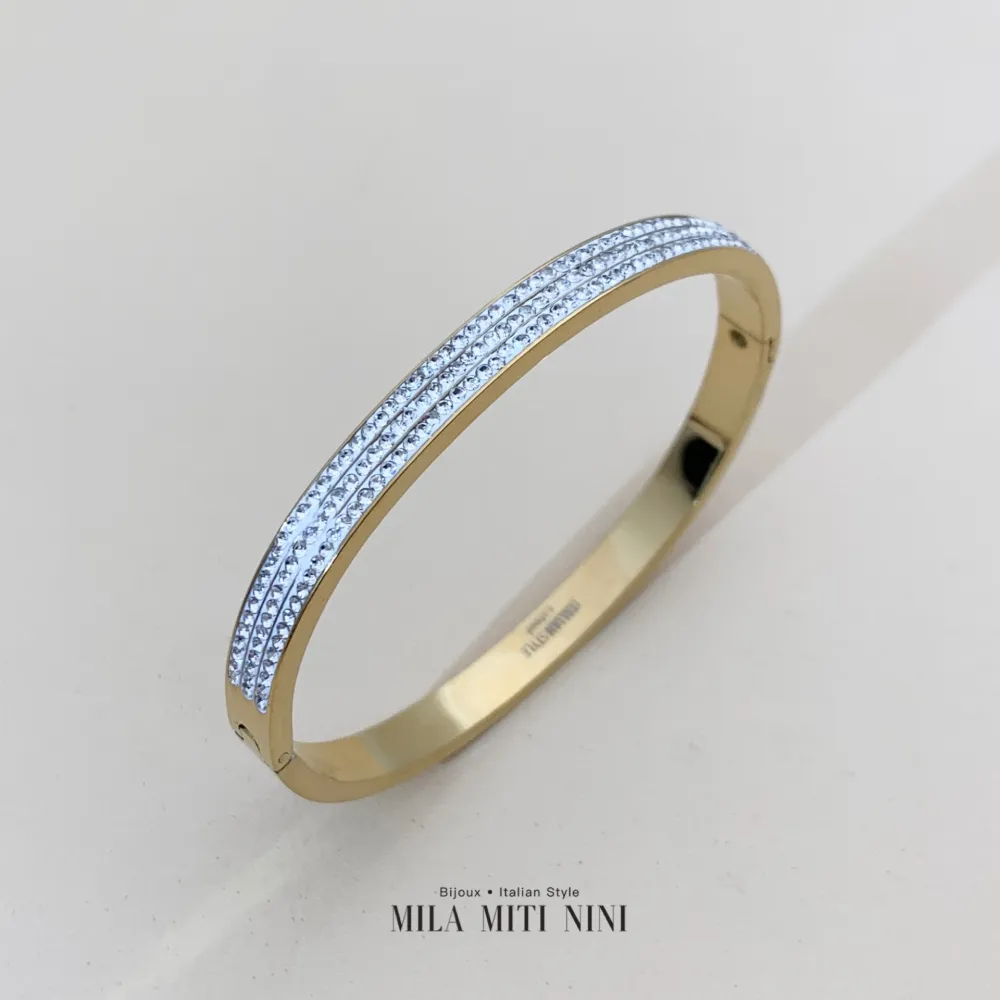 Bracciale Rigido con Tre Fili di Strass - BRA413-903