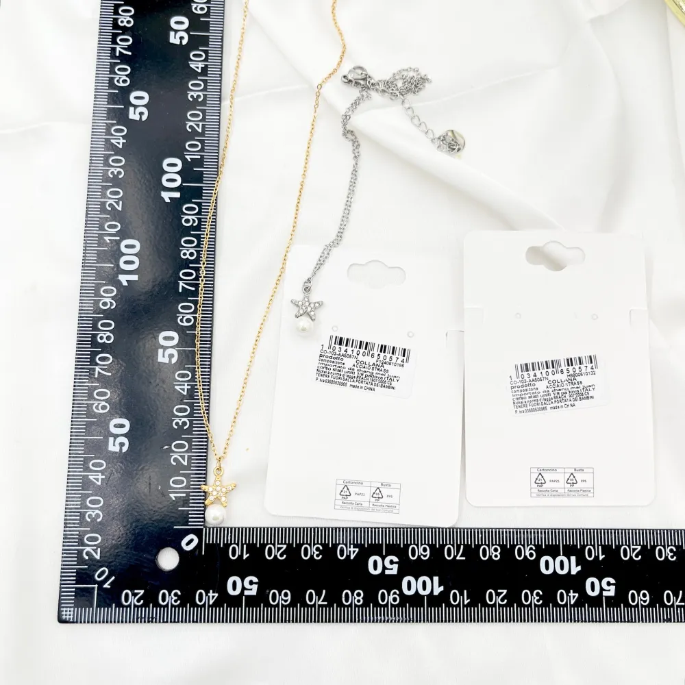 Stella Marina con Perla-Collana Girocollo in Acciaio - CAC-103-5057N