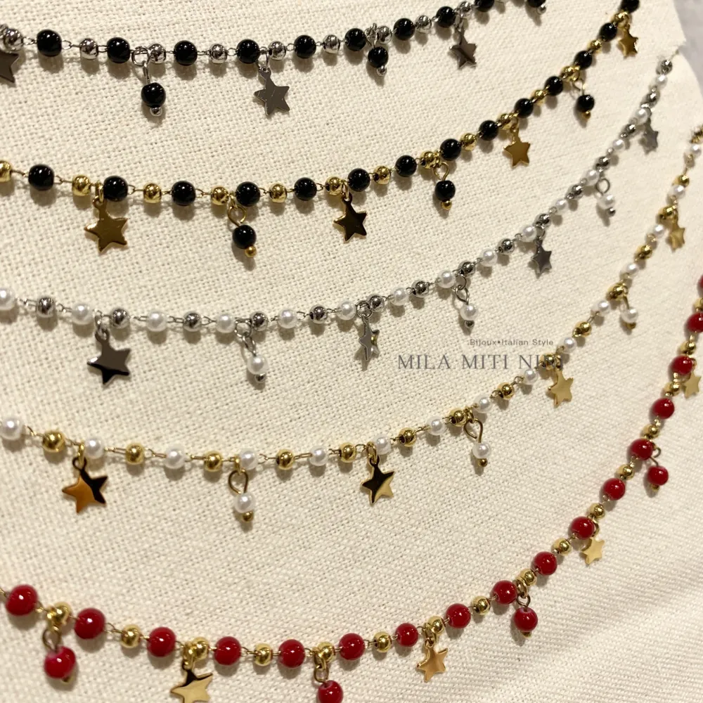 Stella Perline-Collana Corta in Acciaio - CAC103-AA13N