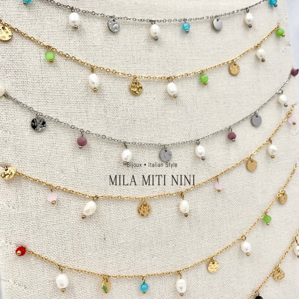 Perla Pendente-Collana Corta in Acciaio - CAC-103-AA147N