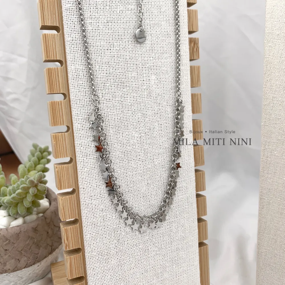 30 Stelline-Collana Corta in Acciaio - CAC-103-AA15N