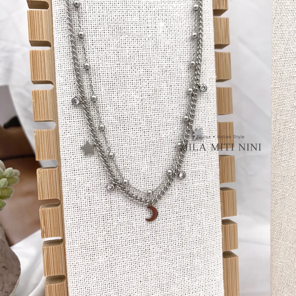 Multifilo Luna Stella-Collana Corta in Acciaio - CAC-103-AA204N