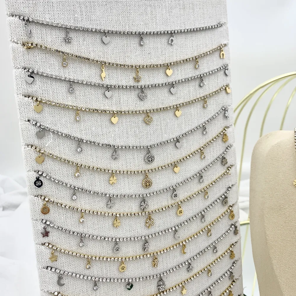 Tennis con Tondo-Collana Corta in Acciaio - CAC-103-AA2528N Tondo