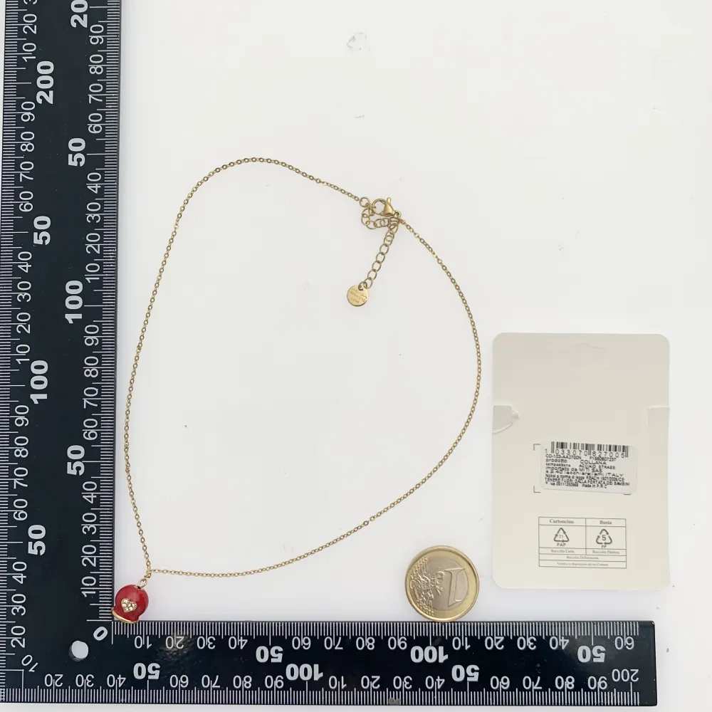 Campanello Smaltato con Cuore-Collana Girocollo in Acciaio - CAC-103-AA2700N