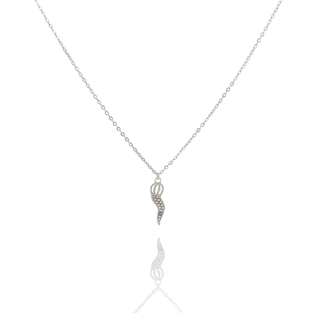 Cornino con Corona Cornetto-Collana Corta in Acciaio - CAC-103-AA2864N