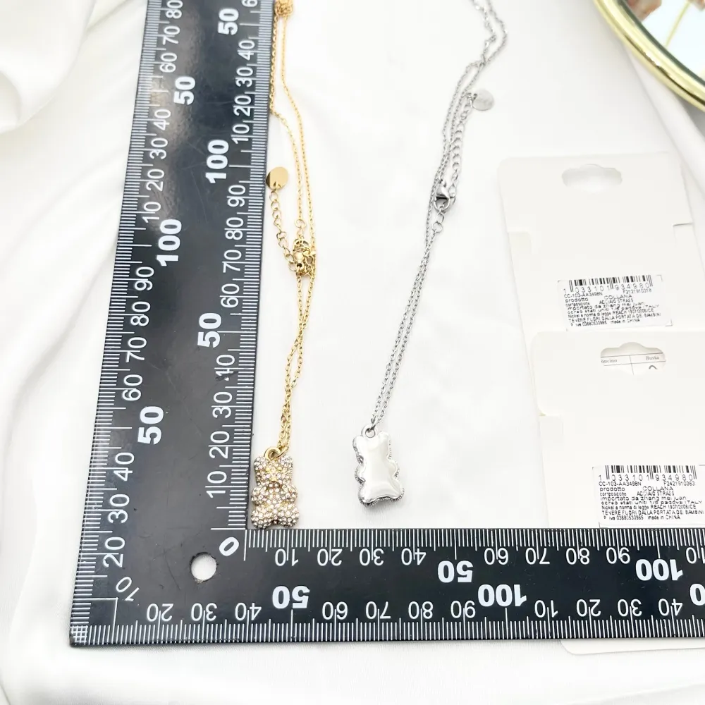 Orsetto con Strass-Collana Girocollo in Acciaio - CAC-103-AA3498N