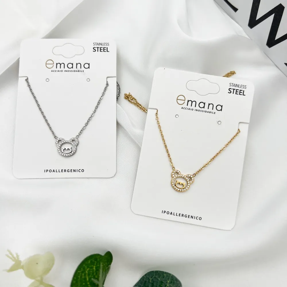 Orsetto -Collana Girocollo in Acciaio - CAC-103-AA4362N